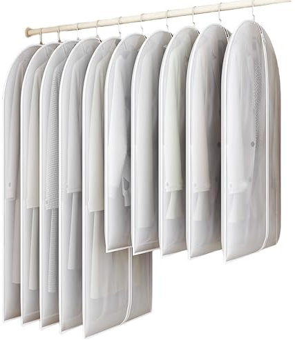 Maylmc 20 Pack Combo Size Clear Garment Bags for Hanging Clothes with Full Zipper for Closet Storage, Clothes Cover For Hanging, Wardrobe Bags for Hanging Clothes.(120 x 60CM x 10P, 100 x 60CM x 10P)