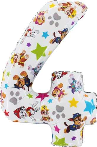 Toyland® 26 Pollici Paw Patrol Numero Palloncino Foil - Palloncini Festa per Bambini - Numero 1-6 Disponibile (NUMERO 4)