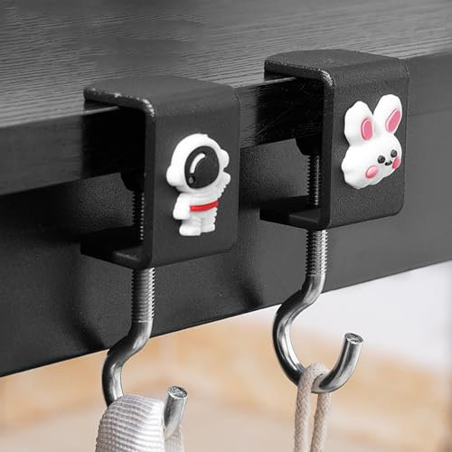 Tisch Handtaschenhalter Haken, Verstellbare Handtaschenhaken, Antirutsch Taschenhaken, Tischseite Befestigungshaken, Schultaschenhaken, Geeignet für Büroschreibtisch, Schreibtische 2 Stück(schwarz)
