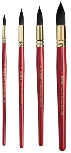 Paul Rubens Aquarellpinsel-Set, Synthetisches Nylon-Eichhörnchenhaar-Pinsel-Set für Künstler, Erwachsene und Bastler, spitzer runder Wischpinsel für Aquarell, Gouache, 4 Stück (#1#3#5#7)