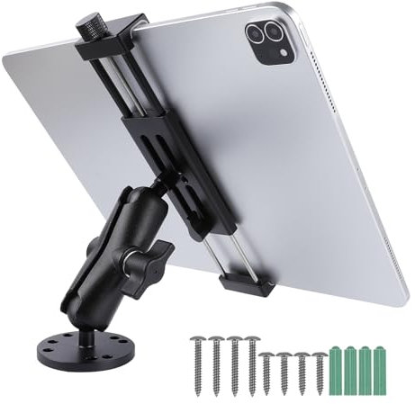 Tablet-Halterung aus Aluminium mit robuster Bohrbasis, kompatibel mit iPad Pro Mini 4,7 - 15 Zoll Samsung Galaxy Tab Tablets, Auto-Tablet-Halterung für LKW, Business, Boot, Armaturenbrett,