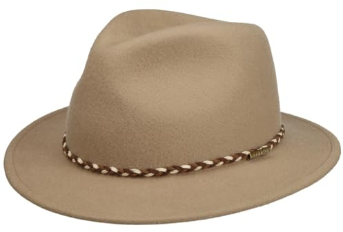 Stetson Davenport Traveller Hat Wool Felt Outdoor Leather Band Men Autumn Winter Beige