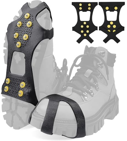 10 Crampones Antideslizante, Garras de Zapatos para Hielo y Nieve, Caminar sobre Nieve o Hielo y Otros Deportes al Aire Libre, Clavos Antideslizantes Zapatos para Senderismo(L)
