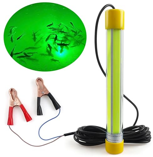 Underwater Fishing Light 30000 Lumens 12V 50W LED Submersible Fishing Light Green Night Fish Attracting Light Waterproof Fishing Bait Finder Attractants Boat Lamp for Squid Shrimp Snook Crappie