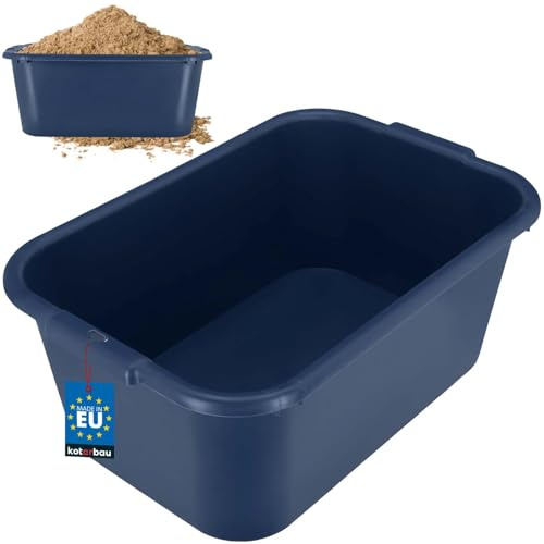 KOTARBAU® Secchio per malta rettangolare, 45 l, in plastica, blu scuro, per malta, per costruzione, secchio per malta, secchio da costruzione, secchio per malta rettangolare, vaso da muratore