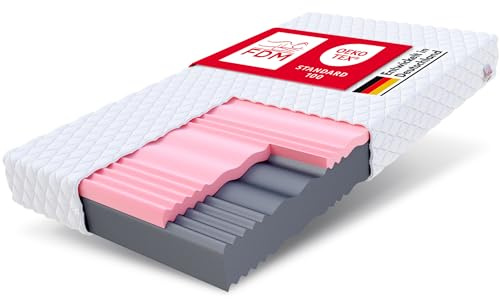 FDM madrass 200 x 200 cm, hårdhetsgrad H3, H4, höjd 14 cm, kallskummadrass, HR-skum, viskosskum, 7 komfortzoner med allergivänligt tvättbart jerseyöverdrag, Oeko-Tex Select