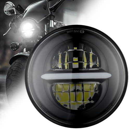 DREAMIZER 5.75 '' Faro LED para Motocicleta Homologados, Compatible con Harley Davidson Softail Dyna Super Wide Glide Low Rider Night Rod Sportster Iron 883 Indian Bobber Triumph.
