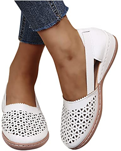 Womens Closed Toe Wedge Sandals Ladies Hollow Out Slingback Shoes Wide Fit Sandal Orthopedic Shoes with Arch Support Summer Platform Slippers Slip On Mule Walking Sandals Comfort Slider