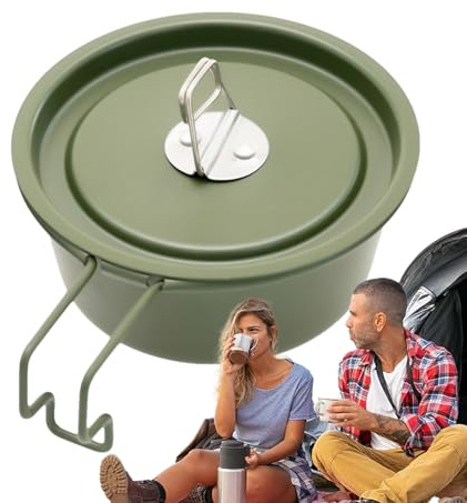 Generisch Cuenco de camping de aleación de aluminio, taza para exteriores con asa y tapa, taza multifunción ligera a prueba de polvo para pícnic al aire libre, senderismo, trekking, viajes de