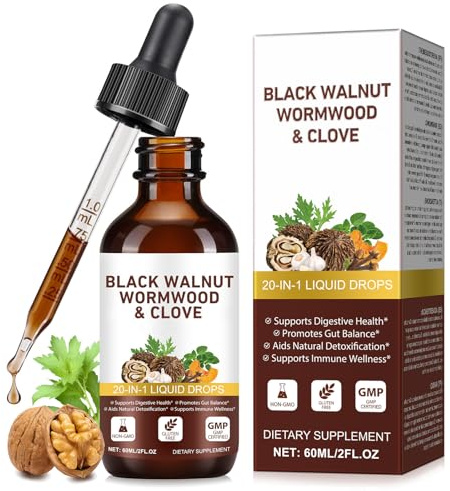 Gocce Alle Erbe Con Assenzio, Noce Nera E Chiodi Di Garofano,Noce Nera, Assenzio, Semi Di Zucca E Chiodi Di Garofano,Gocce Liquide 20 In 1,Supporta Il Benessere Immunitario, 60 Ml