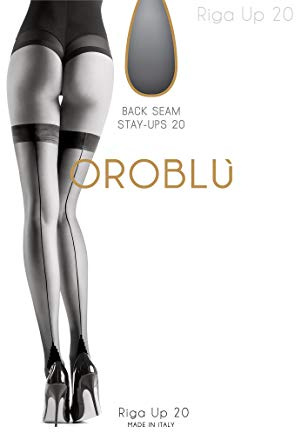 Oroblu halterlose Strümpfe Riga Up 20 (M, Schwarz)
