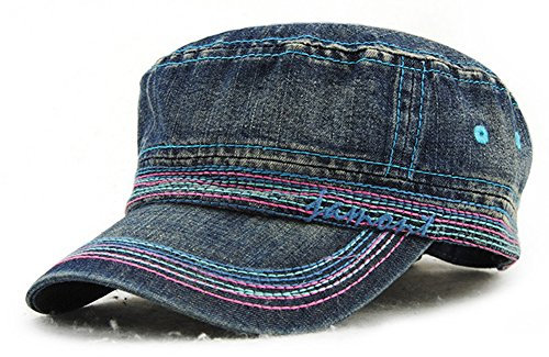 Roffatide Unisex Baumwolle Flat Top Peaked Baseball Cap Armee Militär Corps Hut Kappe Visier Navy blau A