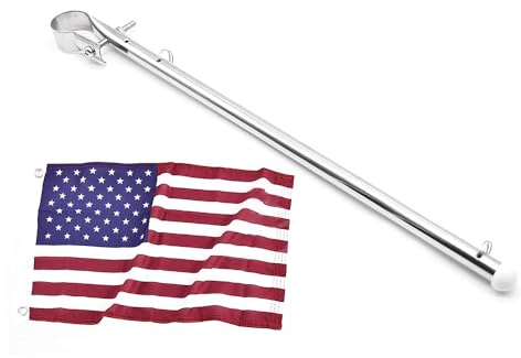 MARINE CITY Flagpole with 12 x 18 USA Flag, 304 Stainless Steel, Strong & Sturdy, Gloss Polished Finish, Mount Flag Staff Pole for Boats, Yachts, Ships & RVs