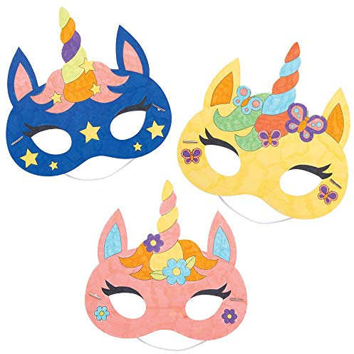 Baker Ross Masques de Licornes à colorier (Paquet de 8) - Loisirs créatifs pour Enfants Coloris Assortis AT309