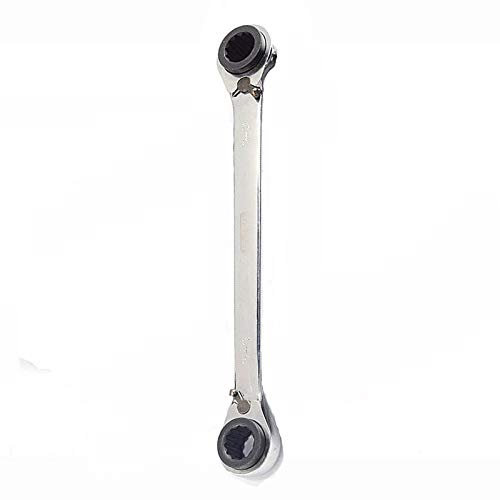 POWERTOOL - Llave combinada 4 en 1, doble extremo, llaves de trinquete de doble anillo métricas para reparación, plateado