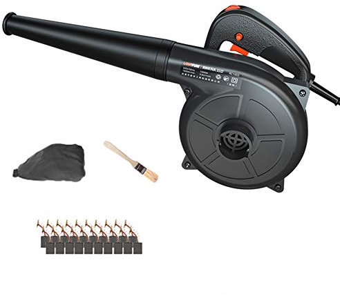 Aspirador y soplador de Hojas eléctrico con Cable, Limpiador de jardín de Mano liviano con Bolsa recolectora, 1700 W / 1900 W, Volumen de Aire 5,5 m³ / min, Negro (Longitud del Cable 1,3 m)