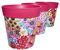 Hum Flowerpots, 22 cm, 3er-Set, in Verschiedenen Farben und Mustern, Blumentöpfe aus Kunststoff für Drinnen und Draußen, Rosa Blumen und Bienen