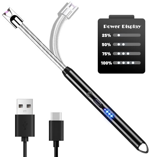 LiRiQi Accendino Elettrico, Accendigas USB Ricaricabile, Accendino Candele Accendigas Elettrico Cucina, Accendino Arco Elettrico 360º Flessibile, Accendino per Stufe, Stufa a Gas, Barbecue, Campeggio