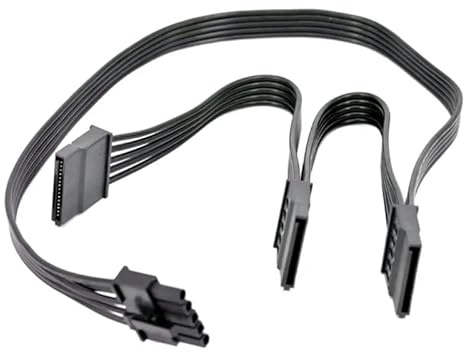 lilila-ree Câble adaptateur d'alimentation pour disque dur SATA 5 broches vers 3 x 15 broches uniquement pour bloc d'alimentation modulaire Cooler Master 50 cm, noir
