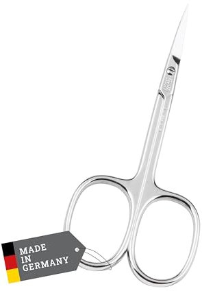 TITANIA Forbici per Cuticole Solingen con Punta Sottile Curve (9,5 cm) • Forbici Professionale per Cuticole • Forbici in Acciaio Carbonio di Alta Qualità • Made in Germany