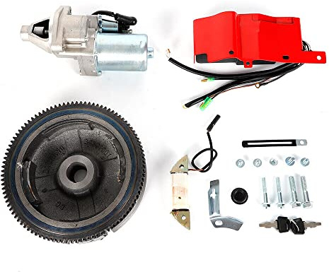 FunySF svänghjul elektrisk startsats för Honda GX390 13HP 11HP elstartmotor startkit med nyckelbrytare motor och generator