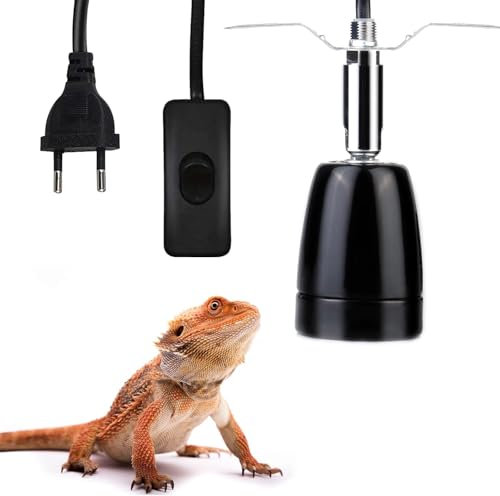 GBKDQQ Heiz Lampenfassung: E27 Keramik Wärmelampe Lampenfassung E27 Fassung mit Kabel, Reptilien Wärmelampe Halterung für Aquarium Reptil UV-Glühlampe Strahler Keramik-Heizlampe Tageslicht EU110-250V