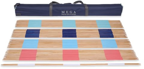 Uber Games – Mega Pick up Sticks - Mikado – 33 x Giant Sticks in 5 colours - 150cm long – Giant Garden Games - Outdoor Family Game for Adults & Kids - FSC Certified Pine - Great for Weddings & Parties
