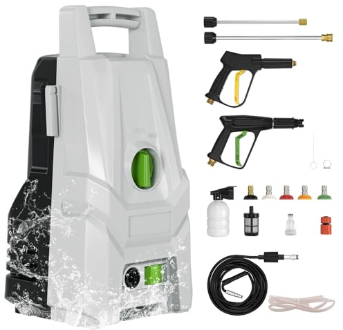 Areyourshop Powerful 3200 PSI Electric High Pressure Washer, 1400W Compact Design with Total Stop System, 5 Interchangeable Nozzles, 15M High-Pressure Hose, Ideal for Homes, Cars, Driveways,