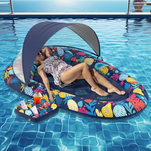 Amaca galleggiante,Materassino Mare,Letto Galleggiante,Materassino Gonfiabile Mare,con baldacchino,Gonfiabili Per Piscina,Amaca Gonfiabile Piscina,per Lago Spiaggia Piscina Cortile Festa