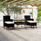 Homgoday 5-TLG. Garten Essgruppe Poly Rattan & Massivholz Akazie Schwarz Gartenmöbel Set Möbelsets Balkonmöbel Sitzgruppe Gartentisch mit Stühle Terrassenmöbel Möbel