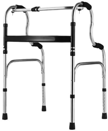 YAOHY Deambulateur pour Seniors en Métal pour Personnes Âgées Cadre De Marche À roulettes Réglable Pliable Déambulateur pour Personnes Âgées Et Pliables(Double Bend)