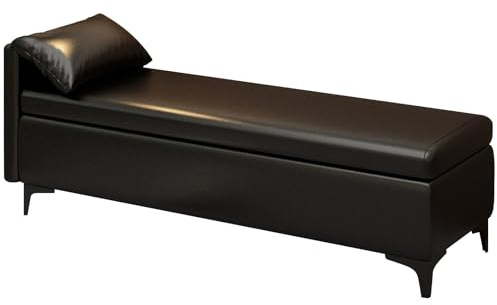 Storage Bench for Entryway Thickened PU Cushion Modern Entry Bench Large Storage Box Upholstered Benches with Metal Legs for Living Room Clothing Store Hallway(Black,59.05in/150cm)