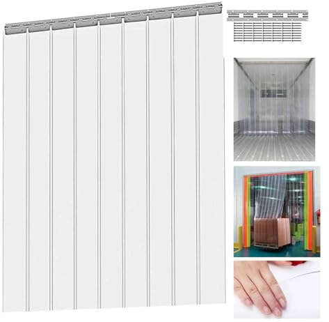 Cortina transparente impermeable de PVC para pabellón jardín congelador – Tamaño personalizable 150 x 230 cm (59,06 x 90,55) – Solución versátil de tiras de plástico para puerta