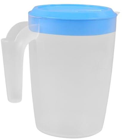 MUELODSIC Juice Pitcher with Lid 1l Plastic Water Pitcher Small Round Blue for Fridge Drinks and Lemonade Storage
