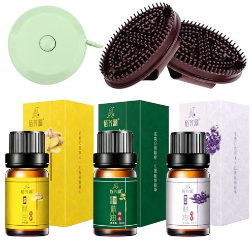 Lot de 2 brosses de massage méridienne - Matériau sûr - Améliore la circulation sanguine et soulage la fatigue - Pour la taille, les jambes, le dos - Avec 3 bouteilles d'huile essentielle - 1 mètre à