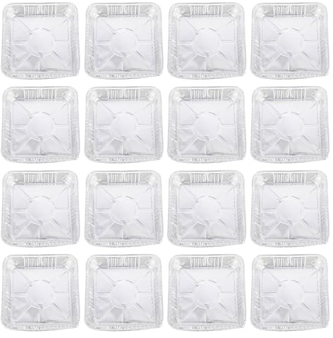 POPETPOP 20 piezas Bandejas de Aluminio Cuadradas para Horno y Barbacoa Recipientes Desechables para Hornear Pan Pasteles y Preparación de Comidas Resistentes y Fáciles de Limpiar