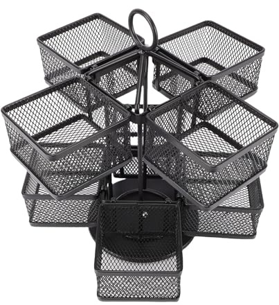 OVAQUIXI Organizzatore di Bustine da Tè, Portabustine da Tè Organizzatore a 2 Livelli in Metallo con 8 Cestini Rimovibili e Rotazione a 360°, Capacità 96 per cucin a (8 cestini)