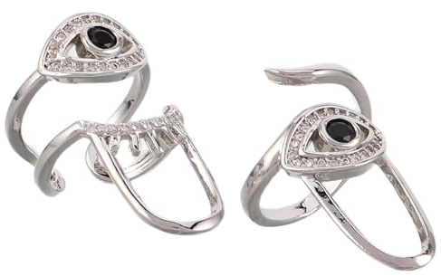 Gatuida Anillos para Uñas Diseño de Ojo Malvado, Ajustables y Apilables, 2 Piezas en Color Plata, Accesorios Reutilizables para Manicura y Decoración de Punta de Dedos, Uso en