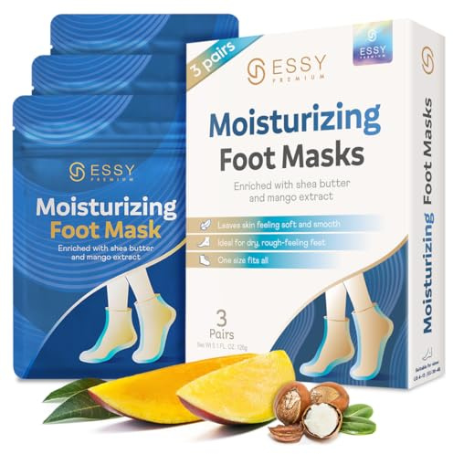 Essy Calcetines Mascarilla para Pies, Manteca de Karité y Mango, 3 Pares