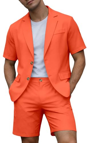 Foweknow Traje de hombre de 2 piezas corto casual verano boda traje de manga corta chaqueta y pantalones de traje traje traje de hombre traje de hombre traje de verano elegante ligero transpirable
