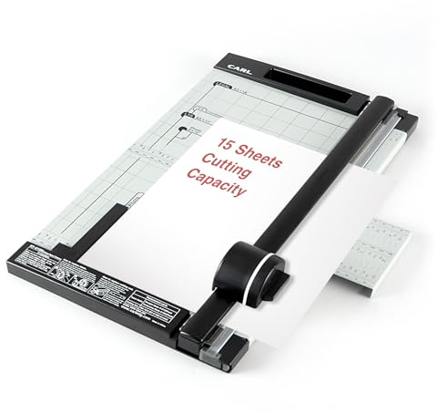 Carl, Professional Rotary Paper Trimmer 15-inch, 15 Sheet Cutting Capacity, Black and Silver