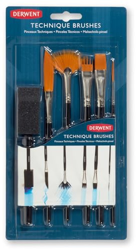 Derwent Set di 6 Pennelli Assortiti, per Pittura e Stratificazione, Qualità professionale