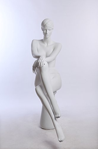 Abstrakt Hautfarbe in weiß matt Sitzend, EH-16-6 weibliche Schaufensterpuppe neu modellierte Frisur Gesicht schick modern (Sitzend, EH-16-6)