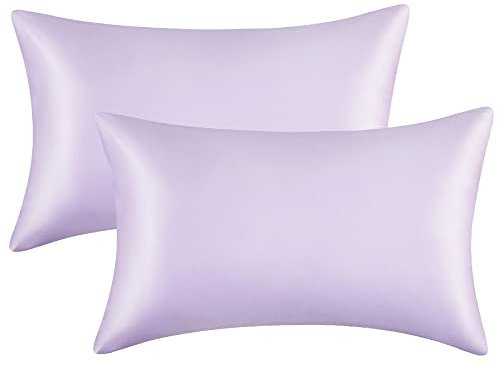 Bedsure Satin Pillowcase for Hair - Similar to Silk Pillowcase, Cooling Pillow Cases 2 Pack with Envelope Closure, Gifts for Women, Queen & Standard Size 50x75 cm, Misty Lilac Purple