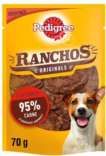 Pedigree Ranchos Snack para Perro, Sabor Ternera (Pack de 7 x 70g)