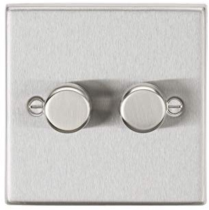 Knightsbridge 2G 2 way 10-200W (5-150W LED) trailing edge dimmer - Square Edge Brushed Chrome CS2182BC