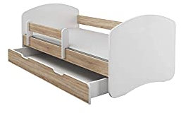 BDW Kinderbett Jugendbett mit Einer Schublade und Matratze Eiche Sonoma 180x80 || BESTPREIS ||