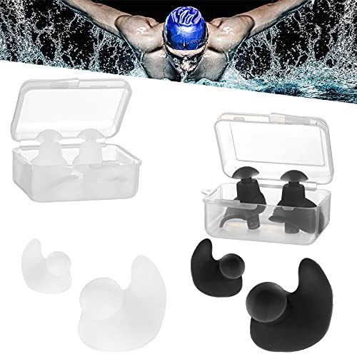 Frienda 4 Paia Tappi per Orecchie da Nuoto in Silicone Riutilizzabili, Morbido, Impermeabili a Spirale, Due toni, Bianco e Nero