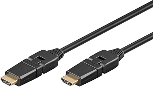 goobay 61286 High Speed HDMI 360° Kabel mit Ethernet/HDMI 360° Stecker Typ A/Drehbare HDMI Stecker/Bildschirmauflösung bis 4K@60Hz (Ultra HD 2160p) / Vergoldete Stecker / 2 Meter