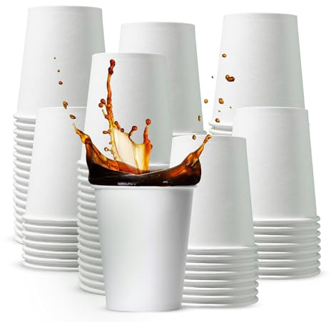 Chef Royal 500 x 8oz Paper Cups for Hot & Cold Drink Disposable Coffee Cups Eco Friendly Compostable Cups Perfect to Use for Your Home, Office, Cafe, Work Outdoors White Cups